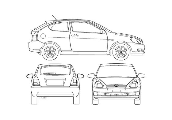Download drawing Hyundai Accent Hatchback 2007 in ai pdf png svg formats
